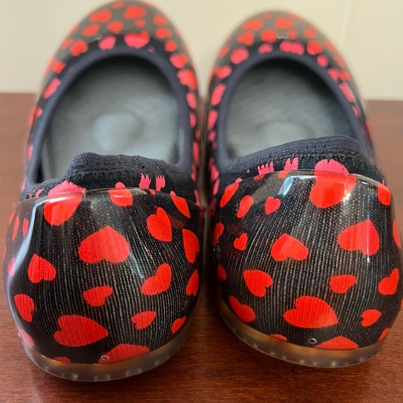 ja-vie hearts jelly flats shoes flexible casual black & red 9.5. NWOT - Picture 6 of 12